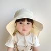 Solid Color Summer Sun Hat for Boy Girl Korean Big Brim Fisherman Cap Kids Quick Dry Mesh Anti UV Beach Cap with Neck Cover