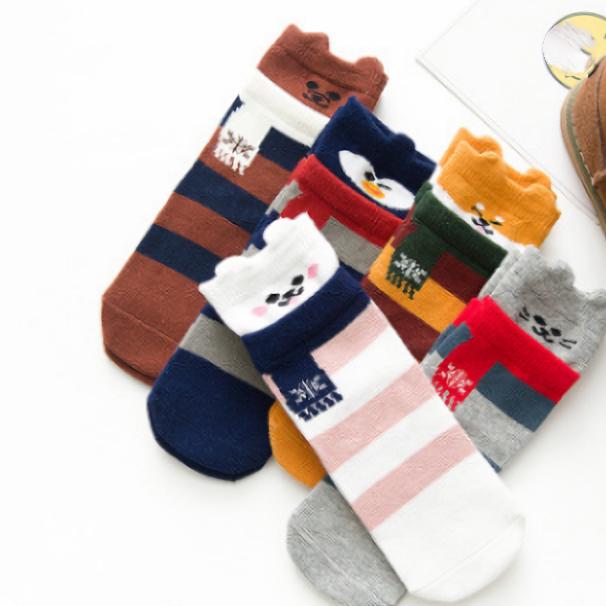 5 пар детских неувядаемых мягких детских носков из чистого хлопка с животным дизайном для девочек от 0 до 12 лет