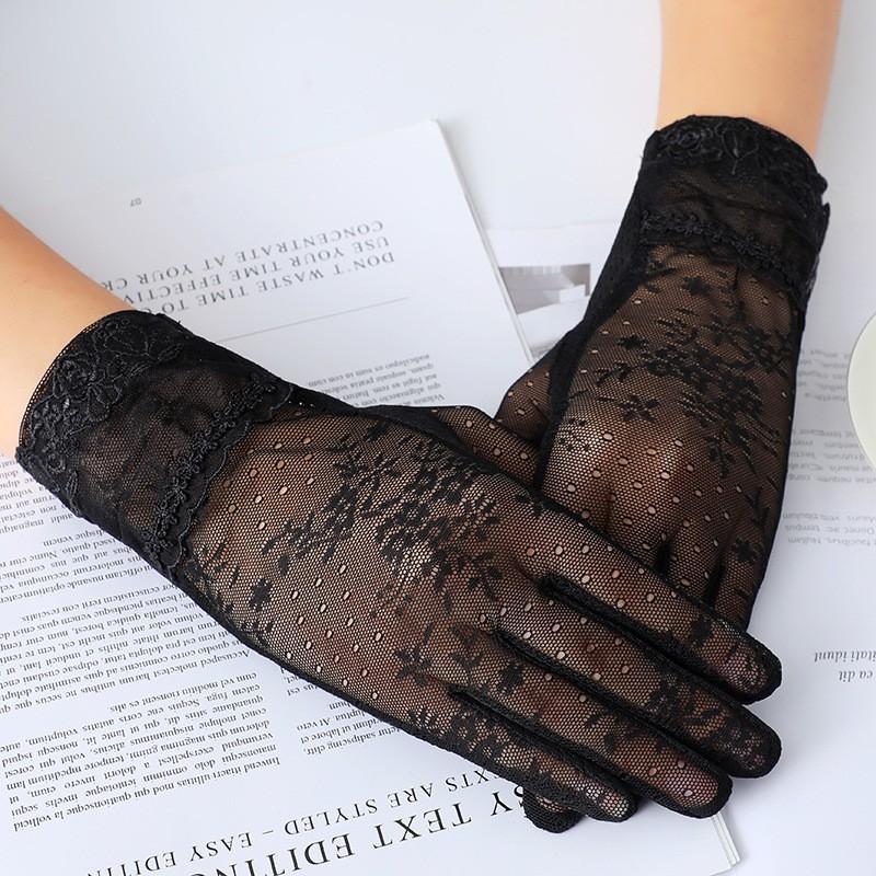 Солнцезащитные перчатки для женщин на весну и лето, кружевные тонкие перчатки с сенсорным экраном для вождения, дышащие солнцезащитные перчатки для велоспорта на открытом воздухе