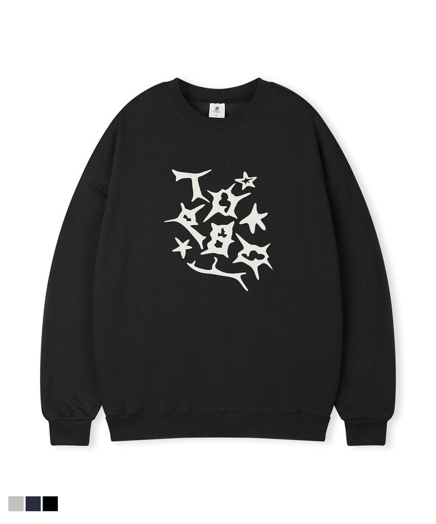 TOPBOY Star Of Thorns Oversized Brushed Print Sweatshirt