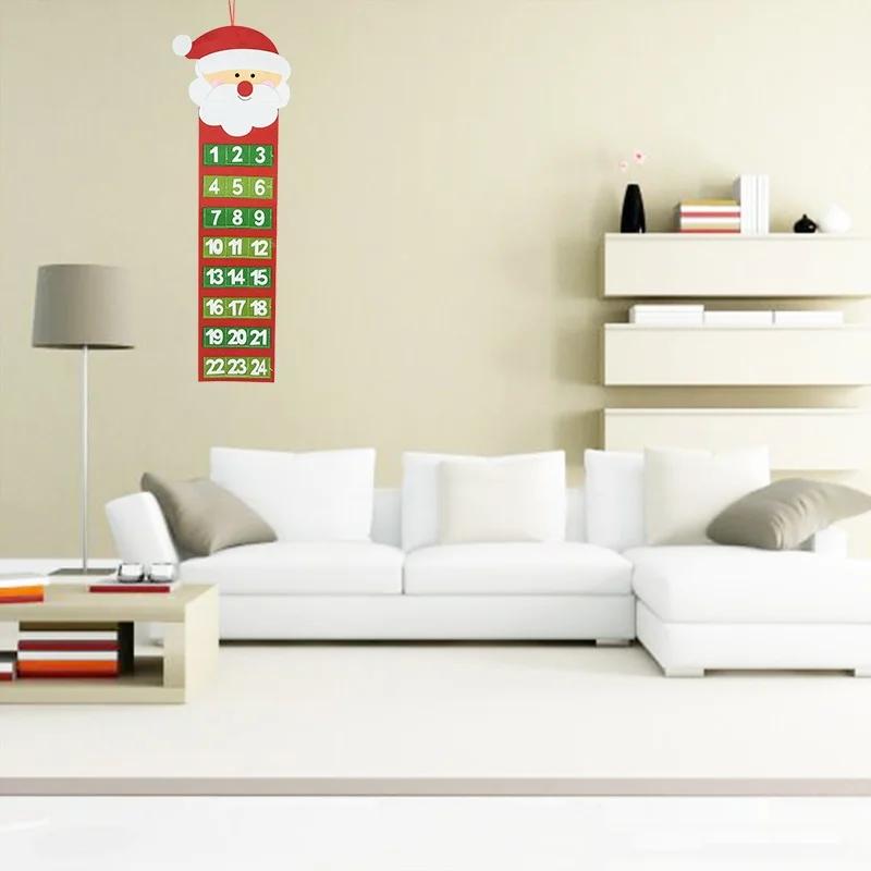 New Year Gift Christmas Calendars Pendant Cartoon Snowman Santa Claus Countdown Calendar Xmas House Wall Hanging Ornament
