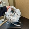 Spring/Summer Fashion Solid Color Small Handbag Art Retro Woven Shoulder Bag Hollow Mini Cute Crossbody Bucket Bag CLE