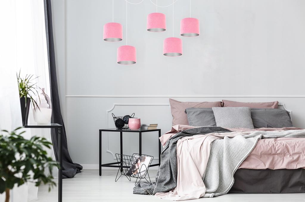 Hanging Lamp, Ceiling Chandelier, Chrome, Velvet Lampshade