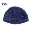 Winter Hat Women Good Stretch Wind-proof Tear-resistant Anti-shrink Brimless Warm Sequin Trim Flower All Match Turban Fashion Accessory Lady Beanie