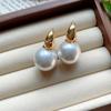 Серьги с жемчугом Французские универсальные геометрические легкие роскошные темпераментные серьги высокого класса Sense Niche