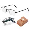 CEETOL Reading Glasses for Men and Bifocal and Progressive Blue Light UV PC Senior Blue Light Nickel Alloy Women, Multifocal, Foldable, Portable,
