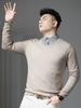 European Trendy Brand V-Neck Fake Two-Piece Sweater for Men, 2025 Autumn and Winter New Solid Color Knitwear, Warm Knitted Sweater