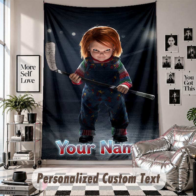 Custom Tapestry Wall Hanging, Child's Play Chucky Tiffany Personalized Name Text Home Wall Decor