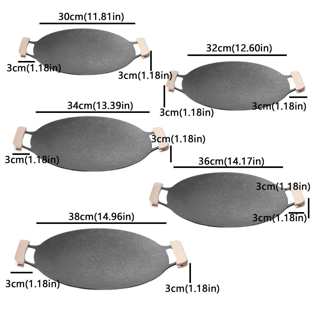30/32/34/36/38cm Korean BBQ Grill Pan Round Shape Non-Stick Frying Pan Teppanyaki Pan  Home Picnic