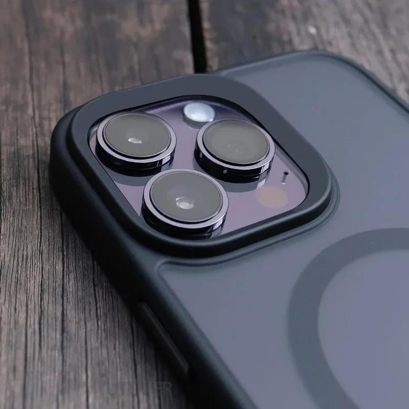 Luxury Matte Translucent Frosted Case For iPhone 17 16 15 14 13 12 Pro Max Plus Magnetic Funda For Magsafe Wireless Charge Cover