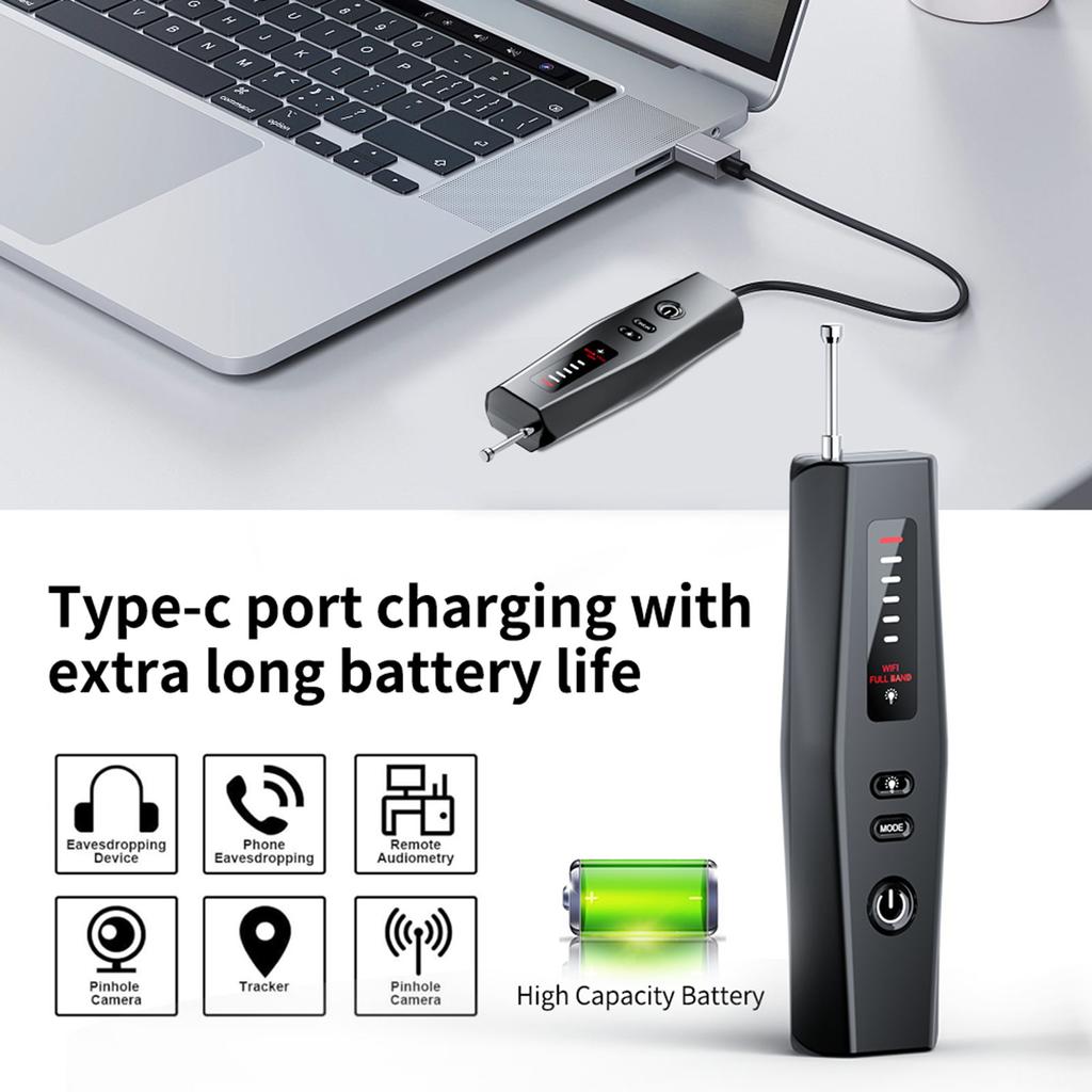 Portable Wireless Camera Detector RF Detector GPS Tracker 6 Level Sensitivity Adjustment Built in Battery Infrared