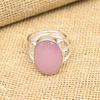 Великолепный розовый халцедон, драгоценный камень, ювелирные изделия ручной работы, кольцо из стерлингового серебра 925 пробы, подарок для женщин