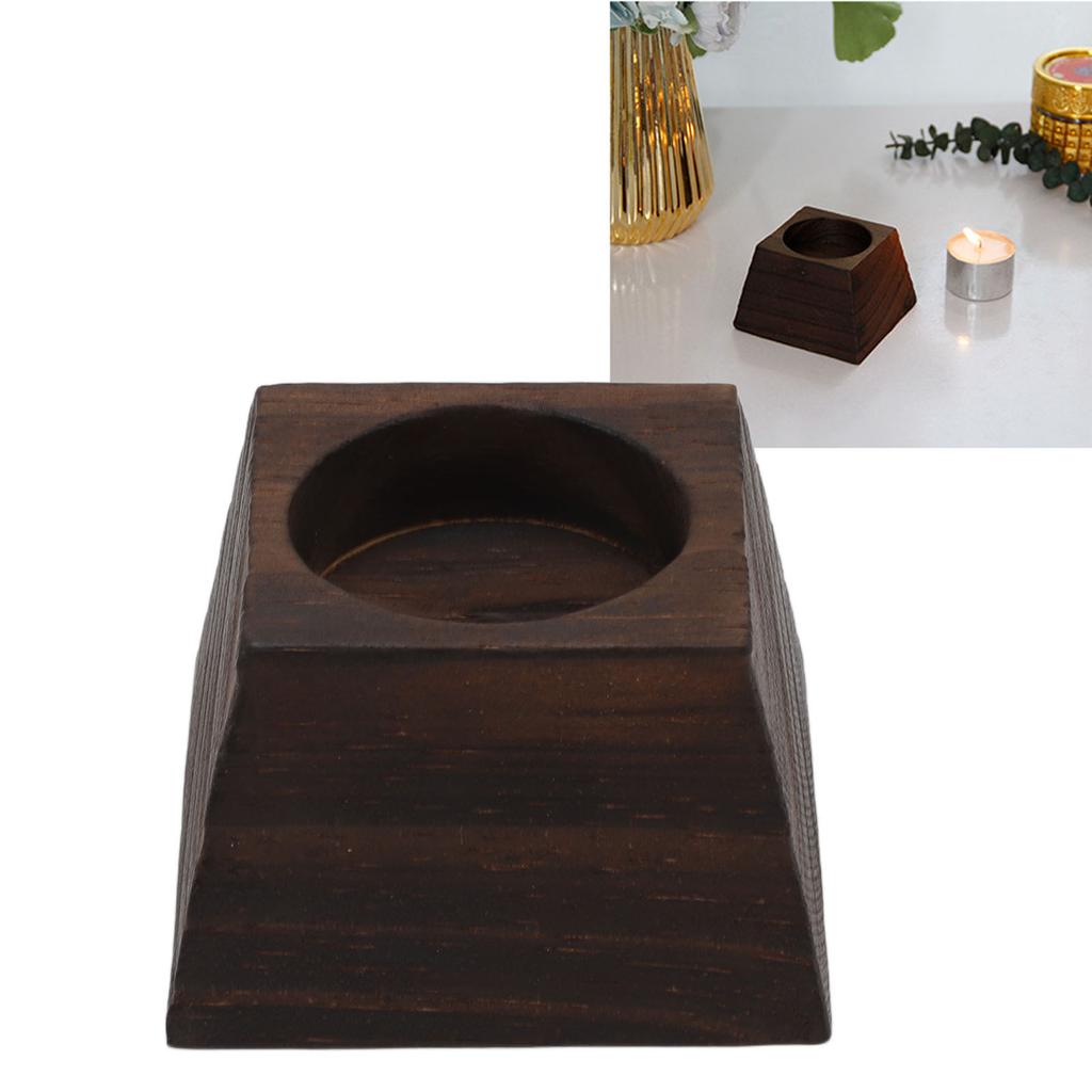Candle Holder Trapezoid Wood Retro Table Decoration Ornament for Christmas Day Wedding