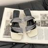 Niche design sense rhinestone sleeve toe slippers women's summer new light luxury slippers tide