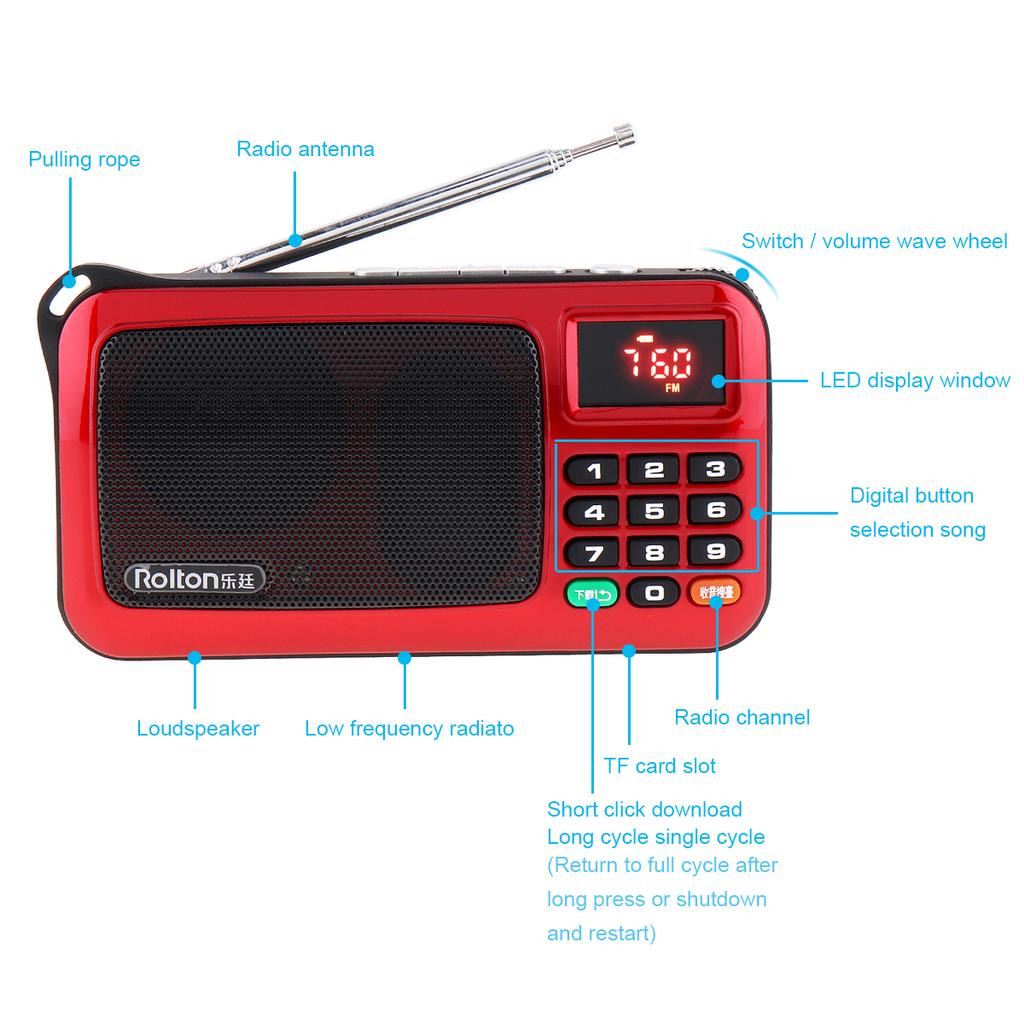 Портативная TF-карта USB Mini FM Elder Radio Динамик с ЖК-дисплеем Сабвуфер MP3-плеер