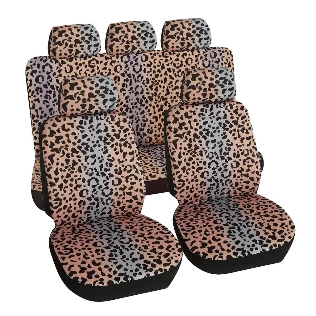 Leopard Print Digital Printing Fully Enclosed Car Seat Cushion Cover, Universal Seat Cover For All Seasons