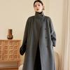 ] Silhouette Double-sided Wool Coat Women's Autumn and Winter New Stand-up Collar Lace-up Long Temperament Woolen Coat