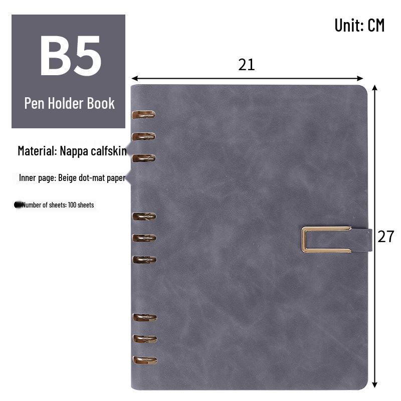 A5/B5 Business Loose-Leaf Notebook, Thick PU Leather Customizable Cover
