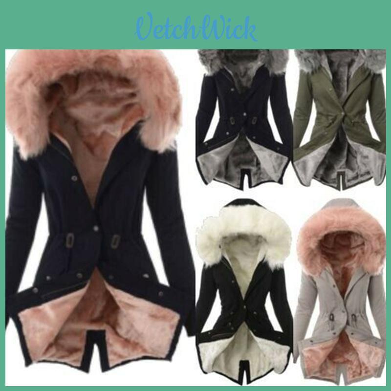 Luxurious Women Faux Fur Collar Hooded Parka Jacket For A Warm Winter