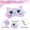 Kids Sleep Mask, 3 Pcs Cute Cat Sleeping Eye Mask Colorful Soft Plush Eye Covers for Sleeping Comfortable Funny Animal Night EyeMasks for Women Girls
