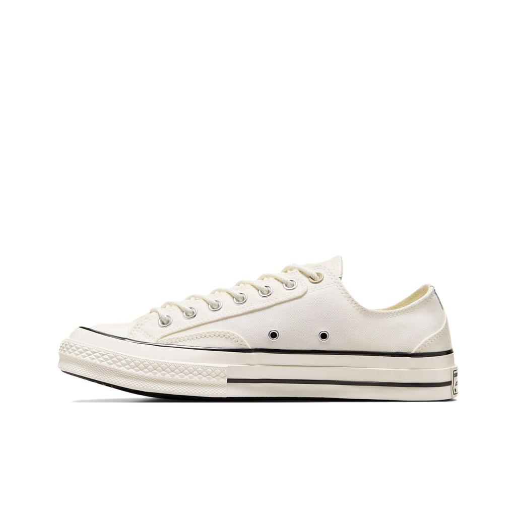 Converse Chuck 70 Low Canvas & Leather - Белые кроссовки унисекс Egret Beach-Stone Black A08762C