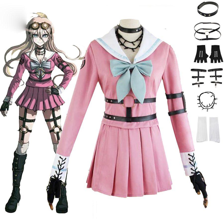 Косплей костюм Ирумы Миу из Danganronpa V3, шикарный костюм-униформа, полный комплект в розовом и белом цвете