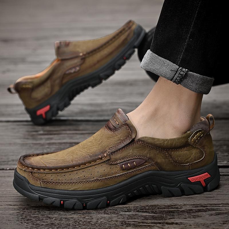 Handmade Genuine Leather Shoes Men Casual Comfort Flats Moccasins Tooling Shoes Slip On Loafers Durable