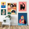 Cartoon Abstract Face No Smiles Pictures Home Decor Nordic Girls Canvas Painting Wall Art Colorful Posters Print for Living Room