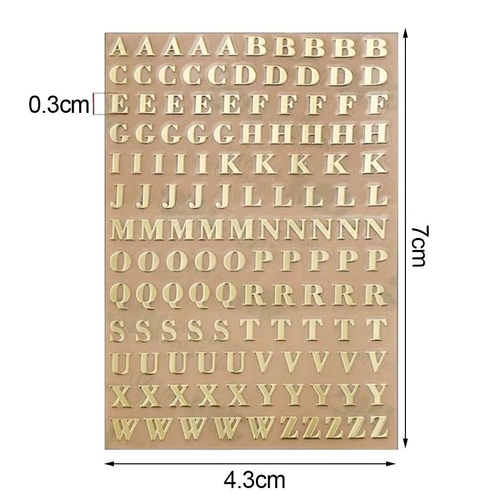 1PC Gold Sliver Epoxy Filling Sticker 3mm Thickness Alphabet Letters Stickers Resin Mold Decoration