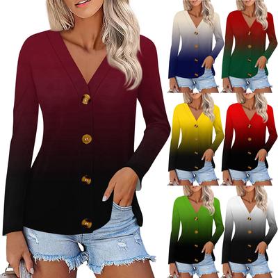 Женская модная повседневная рубашка на пуговицах с принтом, топы с длинным рукавом