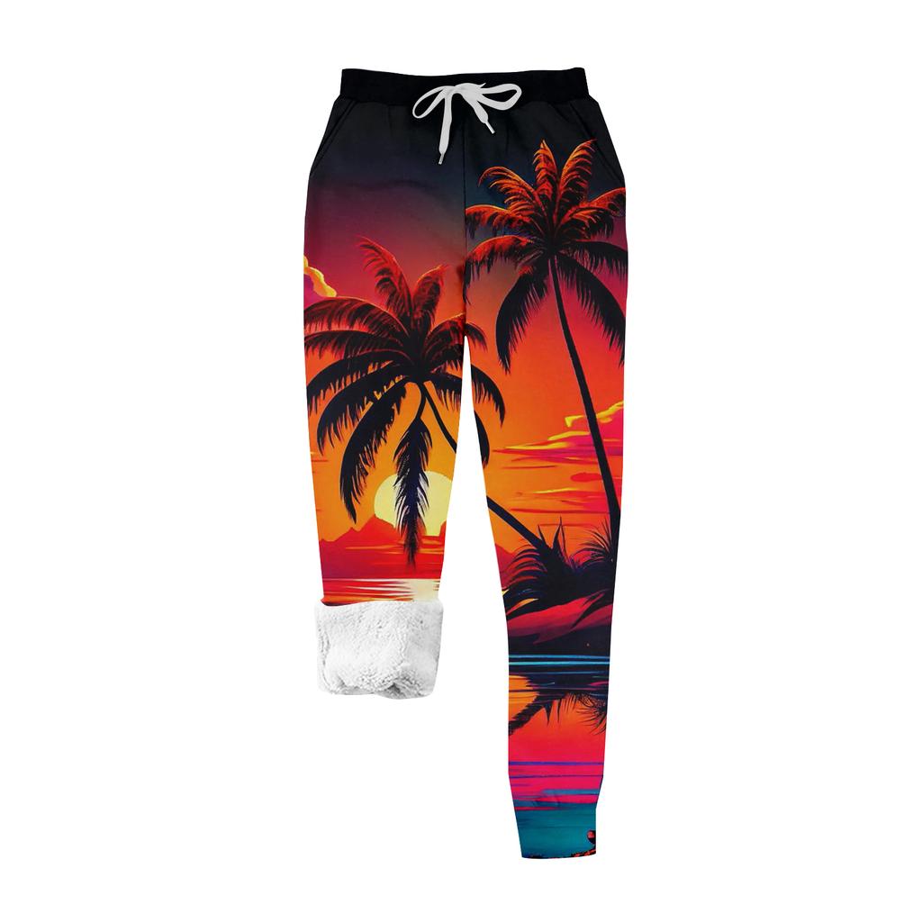 Женские повседневные модные домашние плюшевые спортивные штаны с рождественским принтом