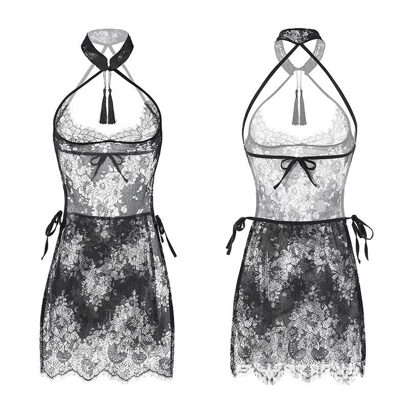 Fun antique retro perspective lace classical cheongsam sex underwear cheongsam sexy transparent sex uniform