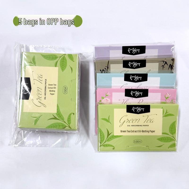 Portable Summer Fresh Facial Oil Blotting Papers with Plant Fragrance - 100 Sheets