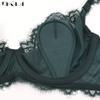 DKGEA Кружевной сексуальный бюстгальтер с вышивкой для женщин, комплект нижнего белья больших размеров, зеленый