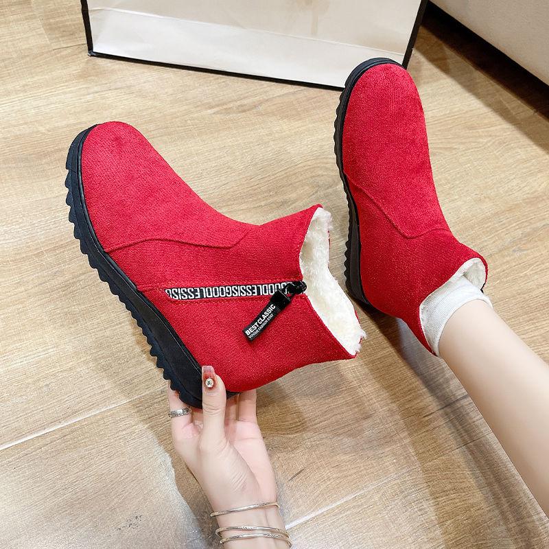 Зимние ботинки женские теплые плюшевые зимние ботинки для женщин ботильоны женские на молнии нескользящие мокасины женские повседневные удобные ботинки на плоской подошве