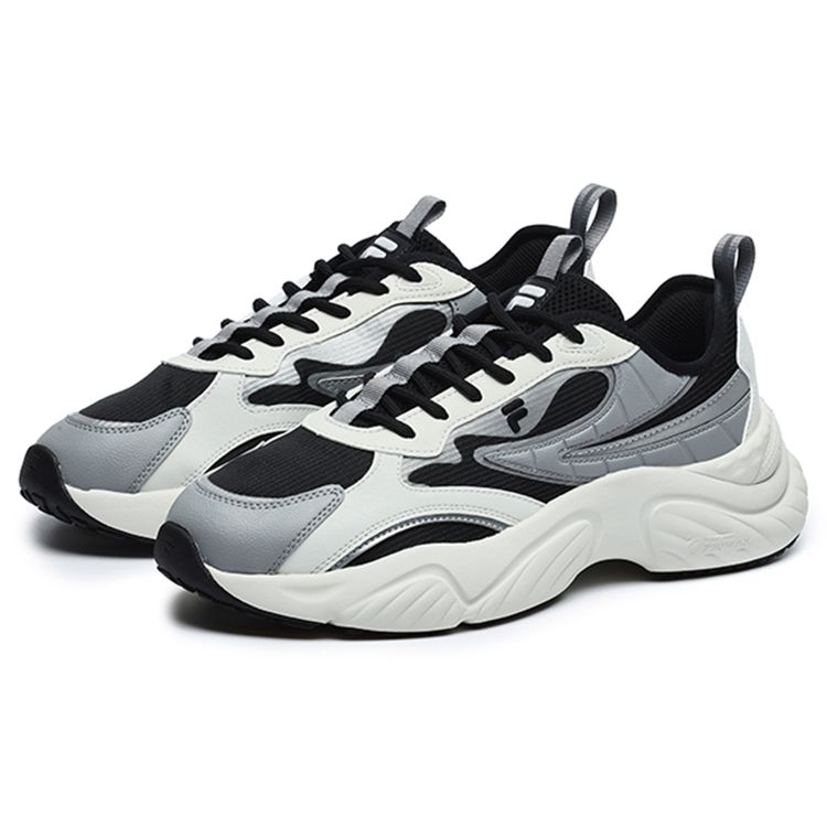 Fila Fusion Ткань Ракушка Кожа Модные Удобные Низкие Повседневные Кроссовки Мужские Черный Серый T12M227311FBF
