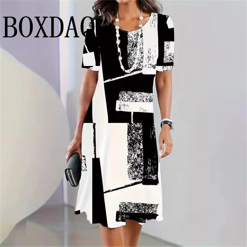 Свободные платья с принтом 3D-бабочки, летнее женское вечернее платье с круглым вырезом и коротким рукавом, элегантный женский сарафан