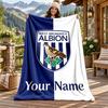 Фланелевое одеяло Albion FC с индивидуальным именем, персонализированное, мягкое, теплое, плюшевое покрывало, индивидуальный подарок для семьи и друзей