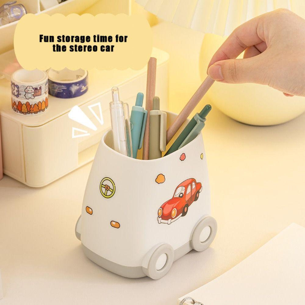 Cartoon Car Shaped Pen Holder Multifunctional Desktop Storage Box Kawaii Pencil Box  Office