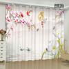 2 Panel Flower Tree Bird Print Chinese Curtain for Bedroom Living Room Kitchen Blinds Window Floor-to-ceiling Window Cortinas