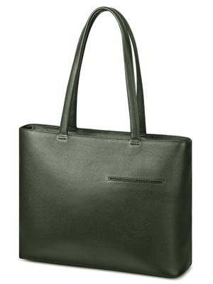 Сумка-тоут из термоусадочной кожи с большим объемом и карманом для смартфона зеленого цвета для мужчин