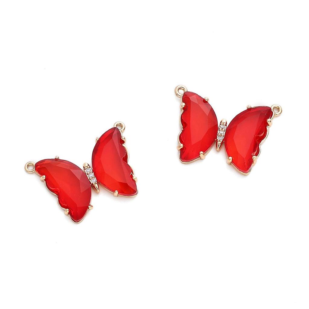 Латунная подвеска-бабочка с кристаллом циркона, камень для серег, браслетов, ожерелья, аксессуары для изготовления ювелирных изделий своими руками