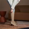 Fashion Autumn Fashion Women Boots Square Toe Yarn Elastic Knee High Boots Kid Suede Thick Heel Shoes Female Zip Socks Boots Bota Femini