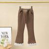 Girls' Bell Bottom Pants for Autumn and Winter Stylish and Versatile with Thick Fleece and Baby Outer Pants