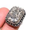Natural Leopard Skin Gemstone 925 Sterling Silver Jewelry Ring Size 7 G6q97