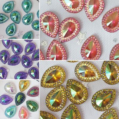 DIY блестящие капли воды горный хрусталь AB красочный орнамент из смолы хрустальные камни плоская задняя аппликация