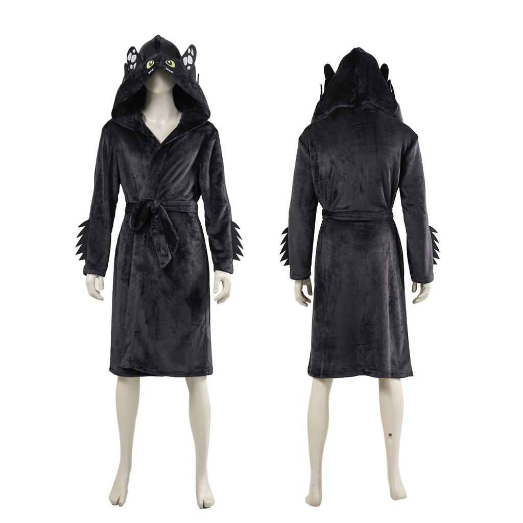 Cute Toothless Dragon Bathrobe with Hood, Soft Plush How To Train Your Dragon Robe, Family Matching Pajamas Cosplay Outfit, Factory Price