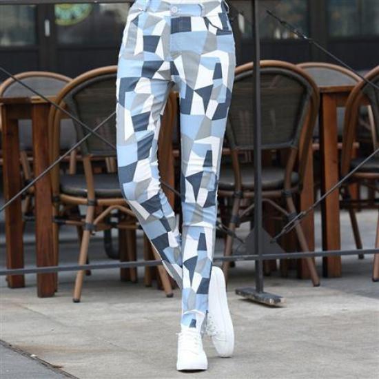 Outer Wear Color Viscose Fiber Leggings Stretch Printed Tapered Straight-Leg Pants