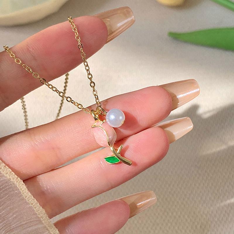 Уникальный дизайн, элегантное нежное жемчужное ожерелье с тюльпаном, легкая роскошная цепочка на ключицу для женщин, модные ювелирные изделия, подарок на вечеринку