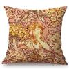 Vintage European Art Nouveau Mucha Gallery Decorative Sofa Pillow Cover Beautiful Beauty Girl Cotton Linen Luxury Cushion Cover
